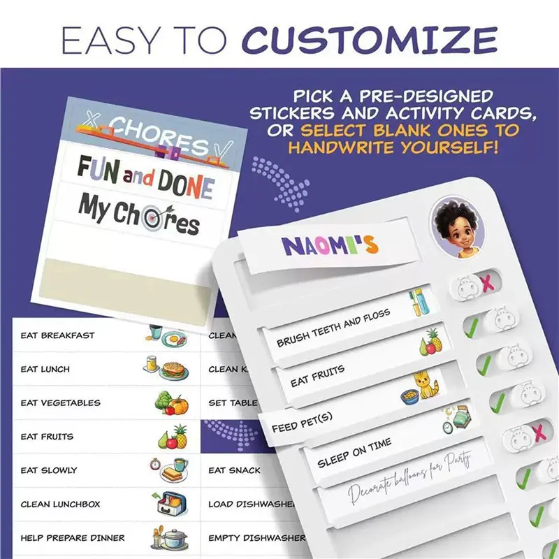 A53M-Chores Chart For Kids Visual Schedule Checklist, Magnetic Chore Board Task List