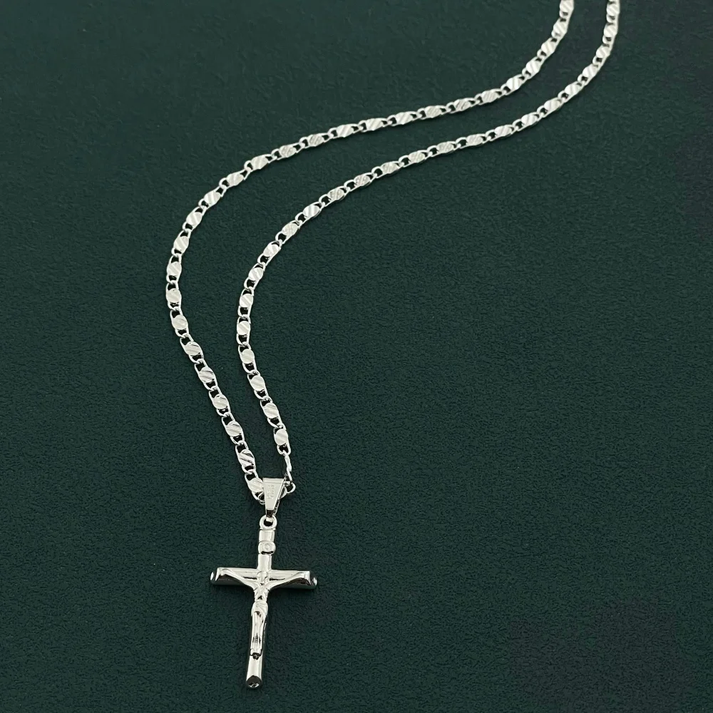 Lihong Unisex 925 Sterling Silber Kreuz-Halskette Christus Kruzifix Christlicher Schmuck Großhandel – Detail 3