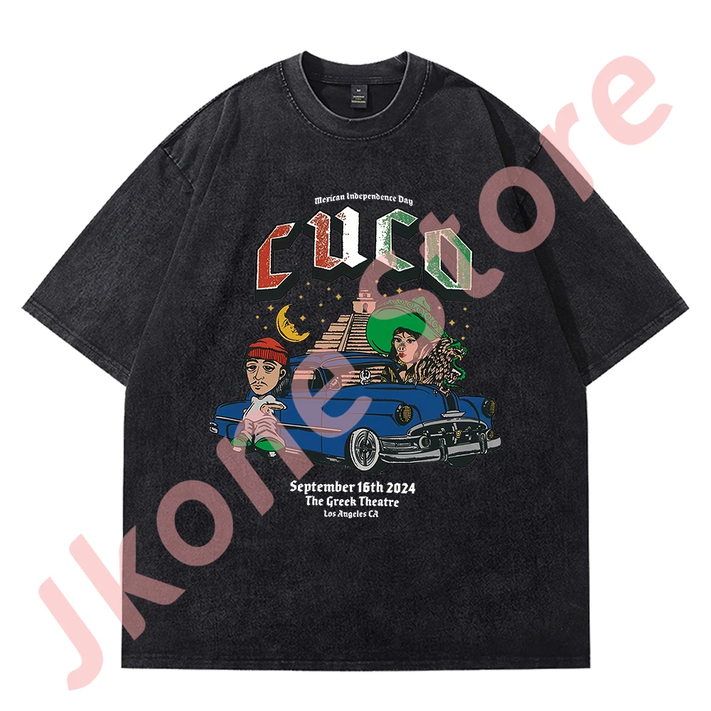 Cuco Logo Vintage Wash Tee 2024 4U Tour Merch Cotton T-Shirts Summer Women Men Fashion Streetwear Short Sleeve