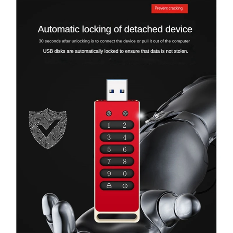 HOT-Secure USB Drive, 128GB Encrypted USB Flash Drive Hardware Password Memory Stick with Keypad USB 3.1 Disk Flash