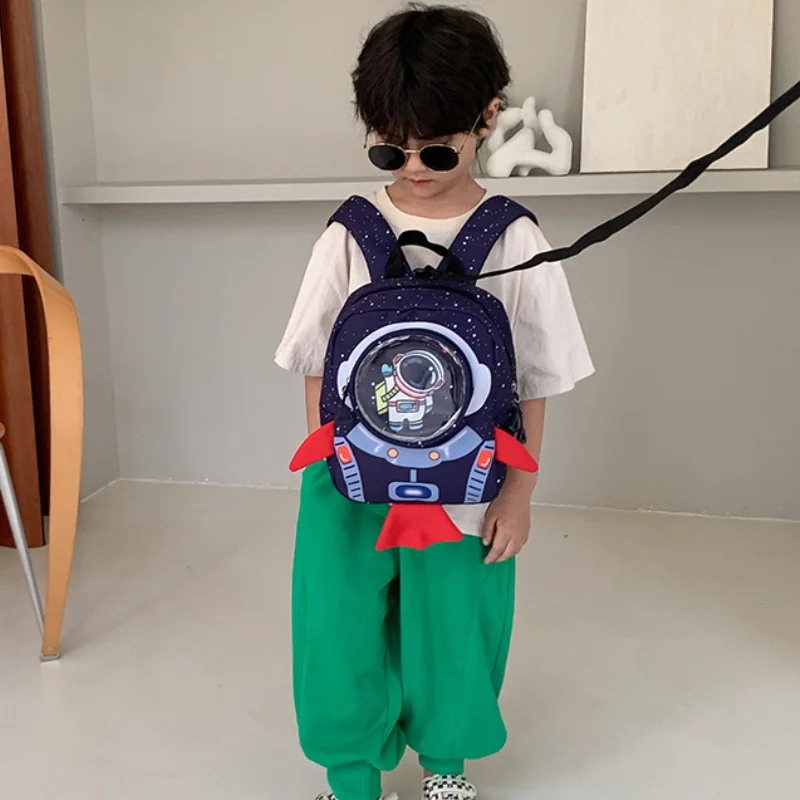 Boy Girl Cartoon Astronaut Fashion Small Backpacks In Kindergarten 2022 New Anti Lost Children Cute Rocket Schoolbags for Travel
