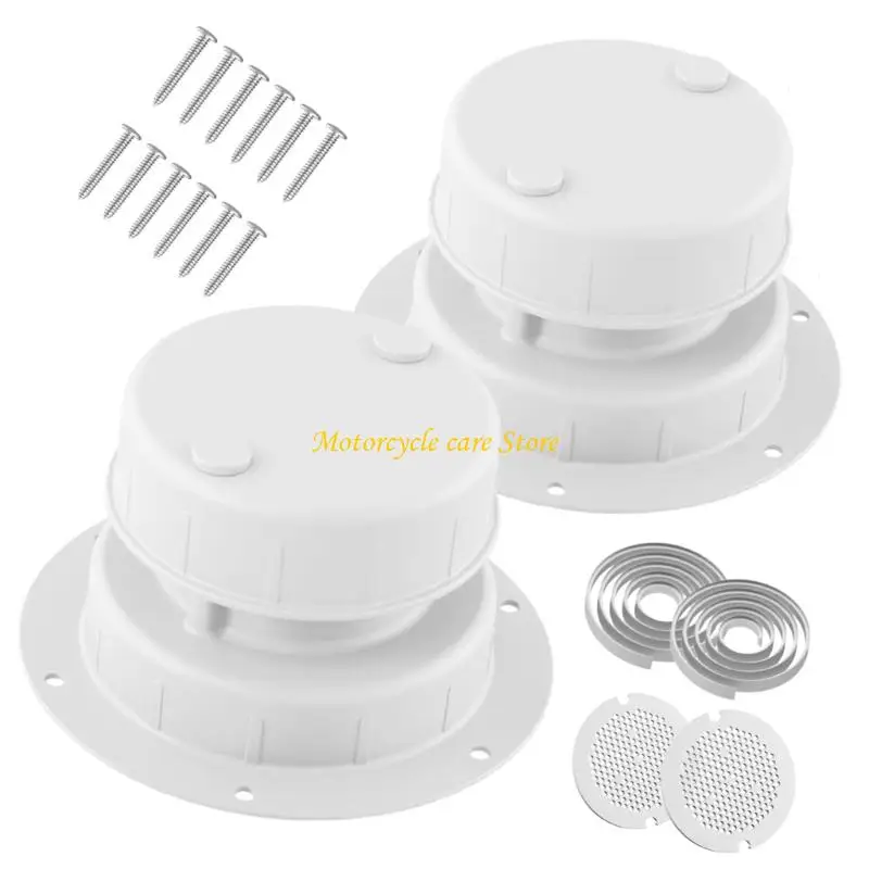U75F Weatherproof Motorhome Roof Vent Cover Replacement Set, Metal Covers for 1 to 2-3/8 Inch Outside Diameter Pipes, 2 Pack