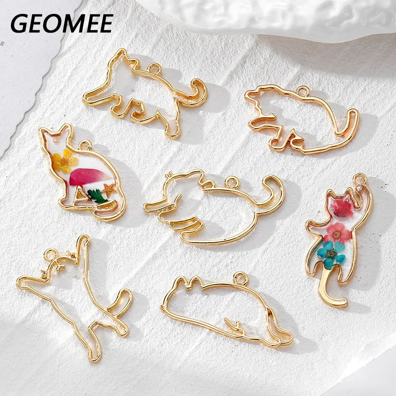 10 قطع لطيف القط شكل قلادة صينية الحافة سحر diy القرط سوار قلادة اليدوية صنع المجوهرات