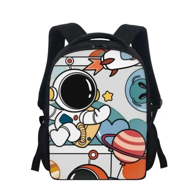 Mochilas unissex para escola, mochila com estampa de astronauta, bolsa escolar multifuncional para escola primária com bolsos laterais de malha