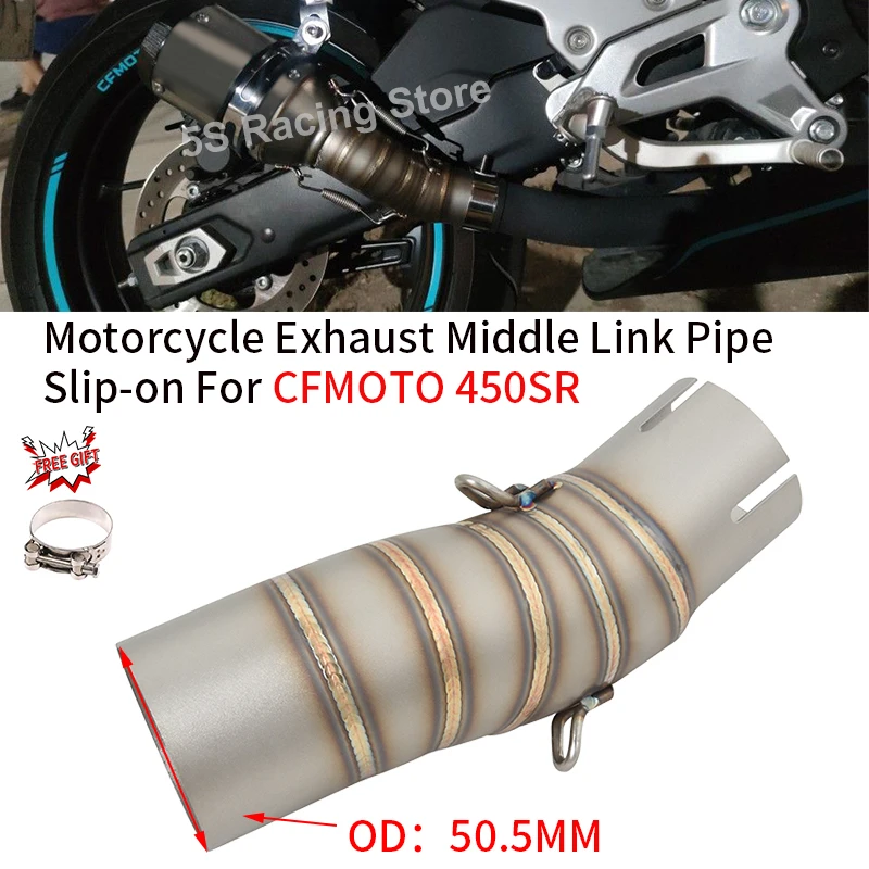 

Slip On For CFMOTO 450SR 450 SR 2022 2023 51mm Motorcycle Exhaust Muffler Escape Moto Modify Middle Link Pipe Stainless steel