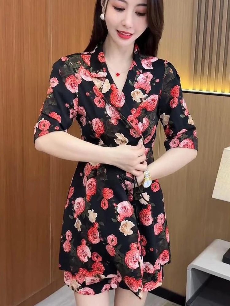 Ele Chinese Sle-Conjunto de ort Sve orts para mujer, traje de dos piezas con sensación de alta gama, novedad de verano