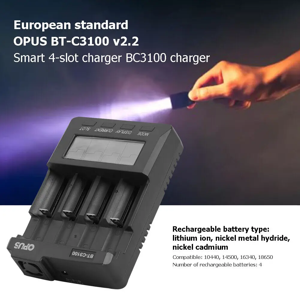 Standard Battery Charger Opus BT-C3100 V2.2 Digital Intelligent 4 Slots AA/AAA LCD Battery Charger tool parts