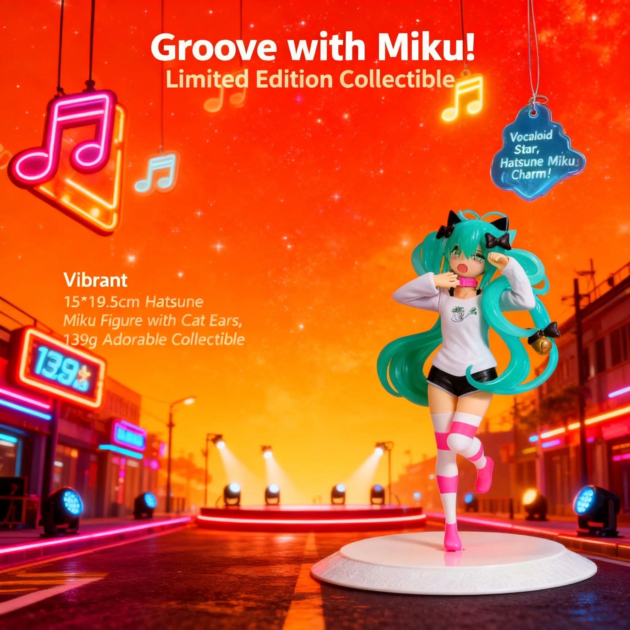 

Hatsune Miku Cat Ear Pajama Figure Kneeling Pose Standing Pose Collectible Anime Girl Doll Decoration Gift Model