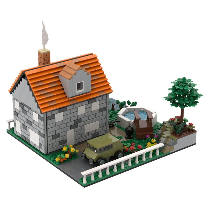 1413 pièces de construction modulaire maison et jardin MOC, blocs de construction modulaires personnalisables, design créatif, jouet d'assemblage simple DIY pour garçon, cadeau