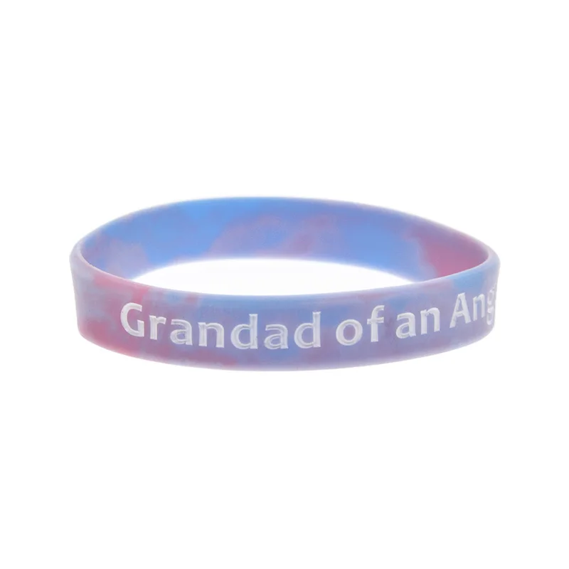 

50 Pcs Grandma Grandad Auntie of An Angel Silicone Bracelet Swirl Color Fashion Adult Size