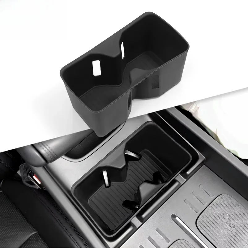 For Hyundai Santa Fe 2024 2025 Water Cup Holder Car Accessories Silicone Shock-Absorbing Drinks Holder Storage Box Tidying Tray