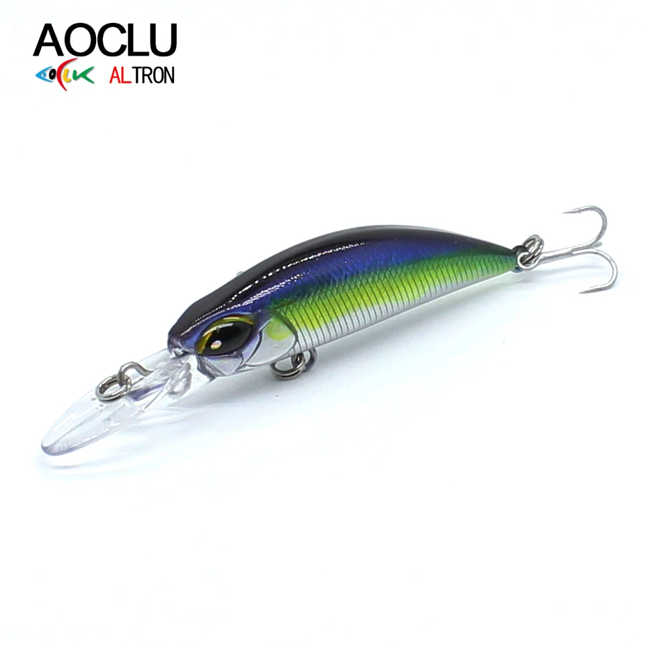 AOCLU-Hard Minnow Crankbait, Sinking Shad, Hard Bait, Saltwater Fishing Lure, Easy Cast, Fresh Saltwater, 70mm, 3.8g Depth 2.5m