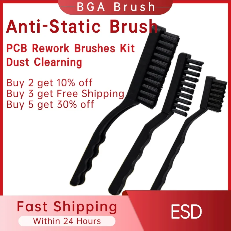 

BGA Anti-Static Brush Electronic Antistatic Hairbrush PCB Rework Brushes Kit ESD Anti Static Dust Clearning For PC Hand Tools