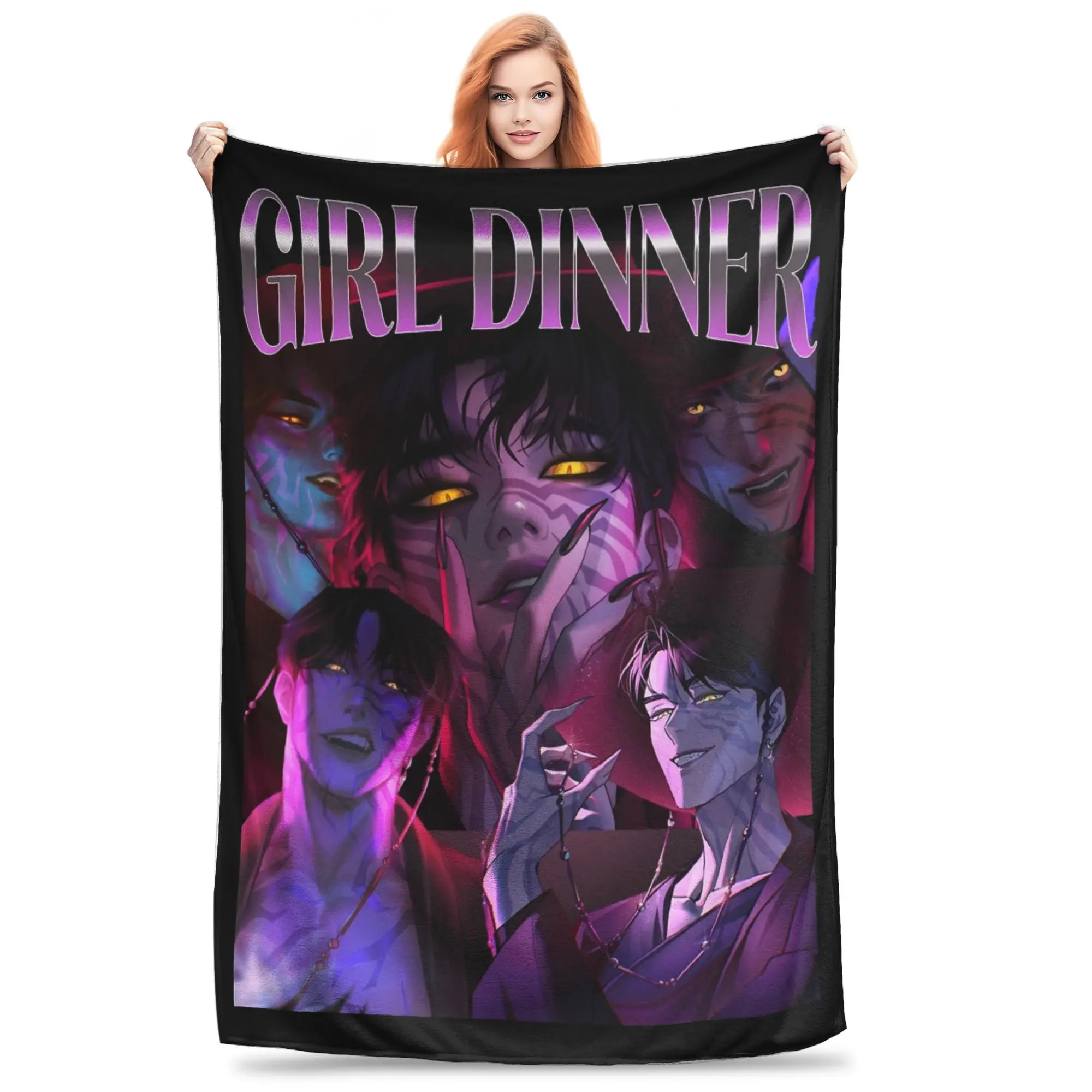 

Одеяла для девочек и ужина Saja Boys Jinu в винтажном стиле Kpop Demon Hunters, фланелевые мягкие пледы с принтом для кровати, спальни, коврик