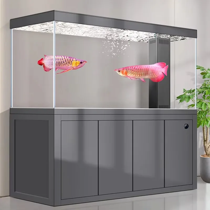 

Aquarium a Large Rectangular Aquarium with Ultra-clear Glass Integrated for the Living Room