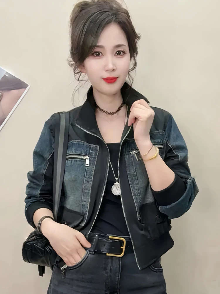 Płaszcz damski Early Autumn ort Jaet, kolorowy, wyszczuplający, uniwersalny, luźny krój, długi rękaw, zapinany na zamek.