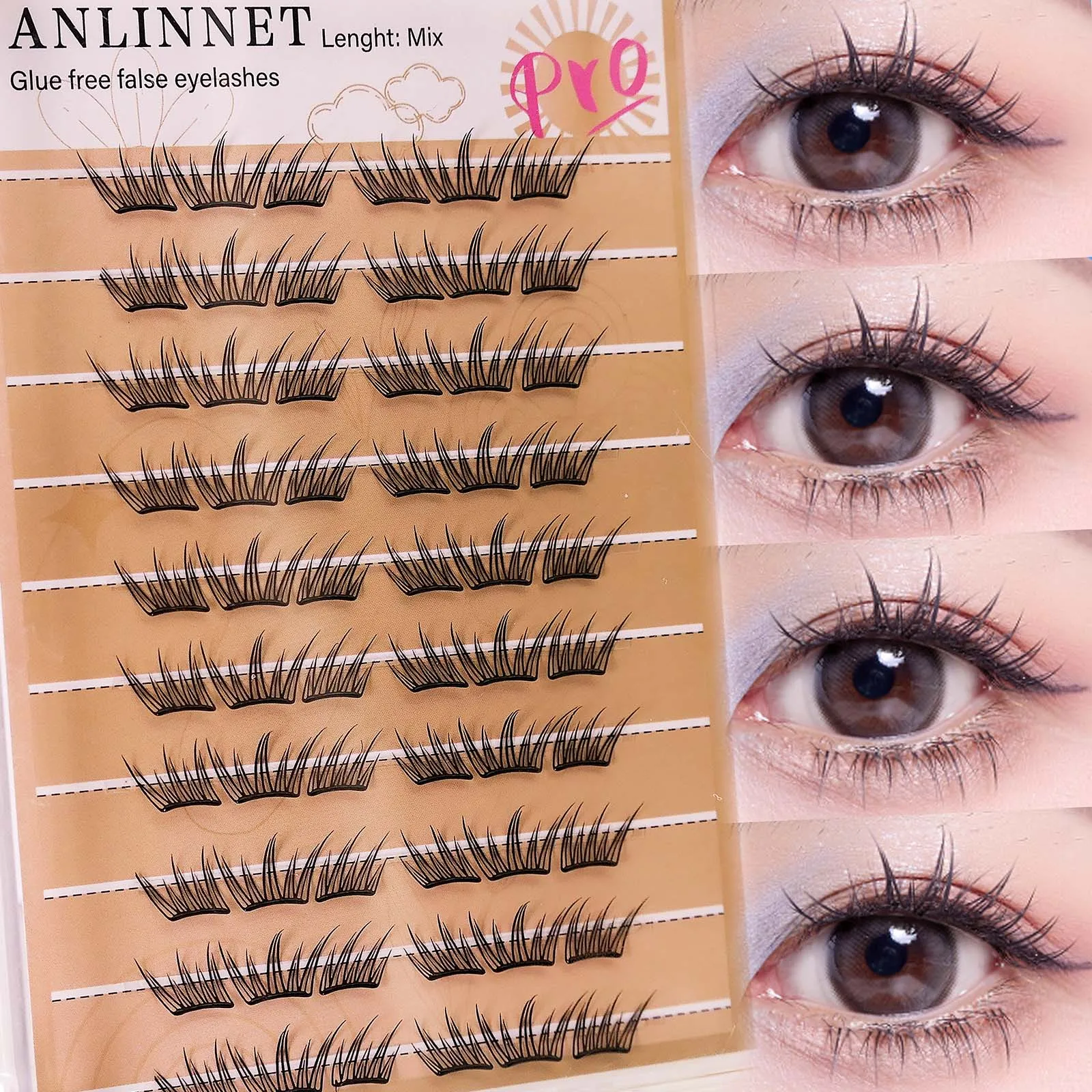 DIY Fashion Lash Extensions Lijmvrij Koreaanse Stijl Meisje Groep lash Gesegmenteerde Natuurlijke Lange Valse Wimper Zelfklevende Wimpers