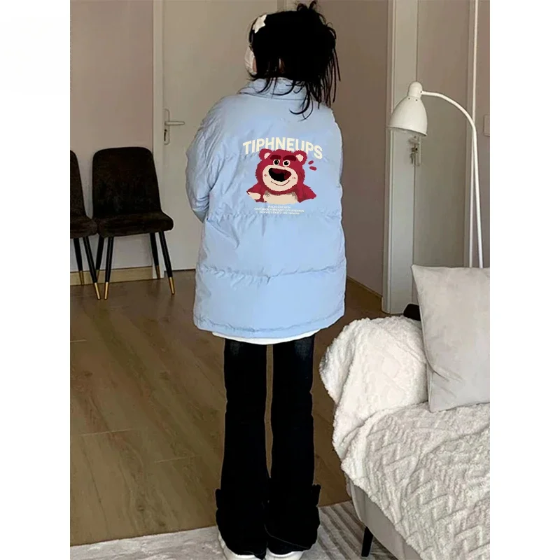 Girly Heart Kawaii Lotso Printed Cotton Clothes Cartoon Disney Autumn and Winter Warm Thickened Versatile Casual Bakery Jacket