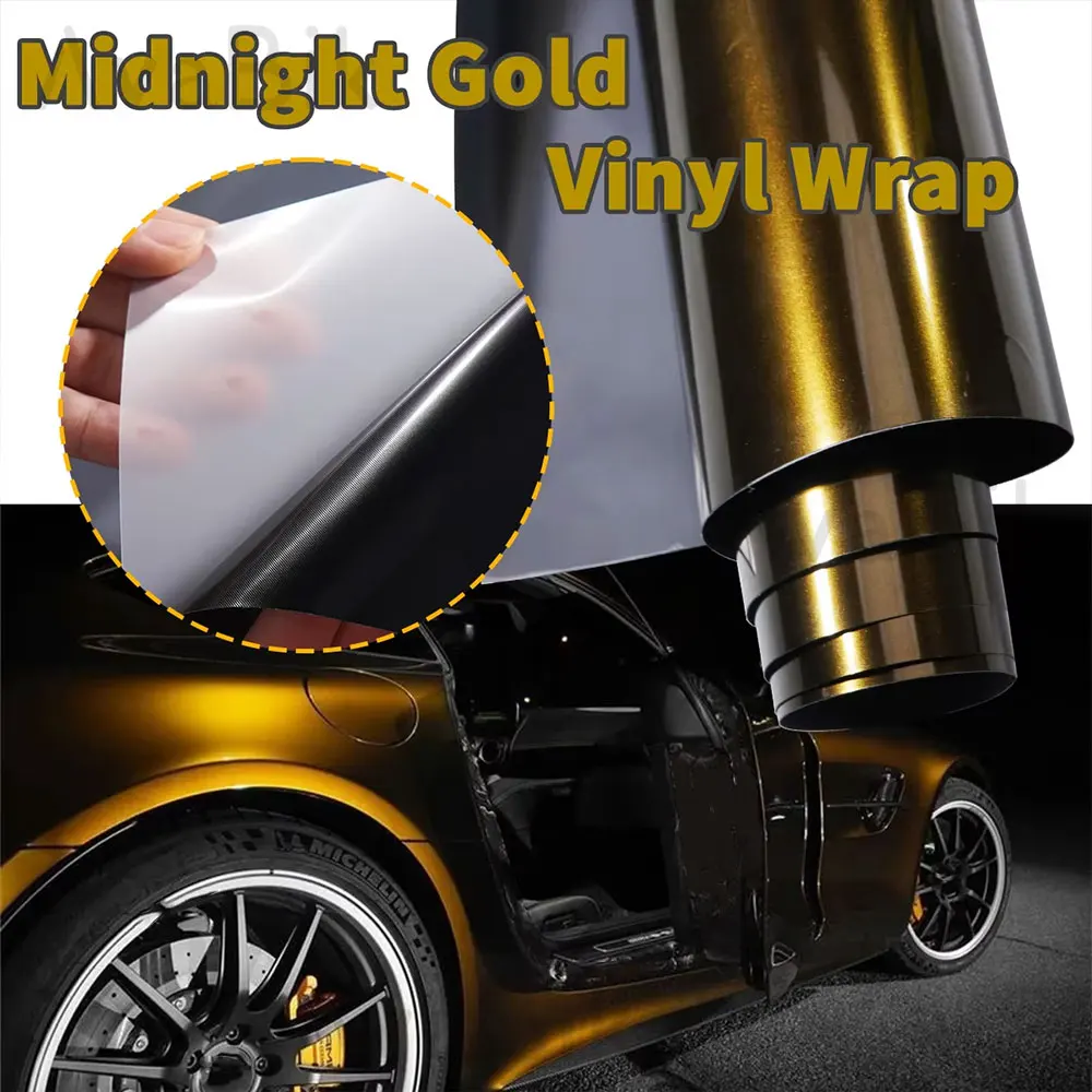 PET Glänzende Metallische Mitternachtsgold Dunkelgold Autofolie mit Luftkanälen für Motorradaufkleber und Karosserieschutz