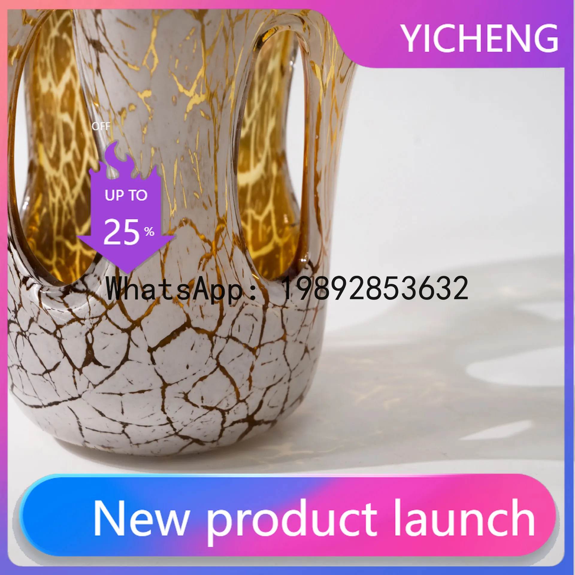 

P4-3 modern high-end glazed glass living room model room flower ware restaurant homestay desktop vase ornament