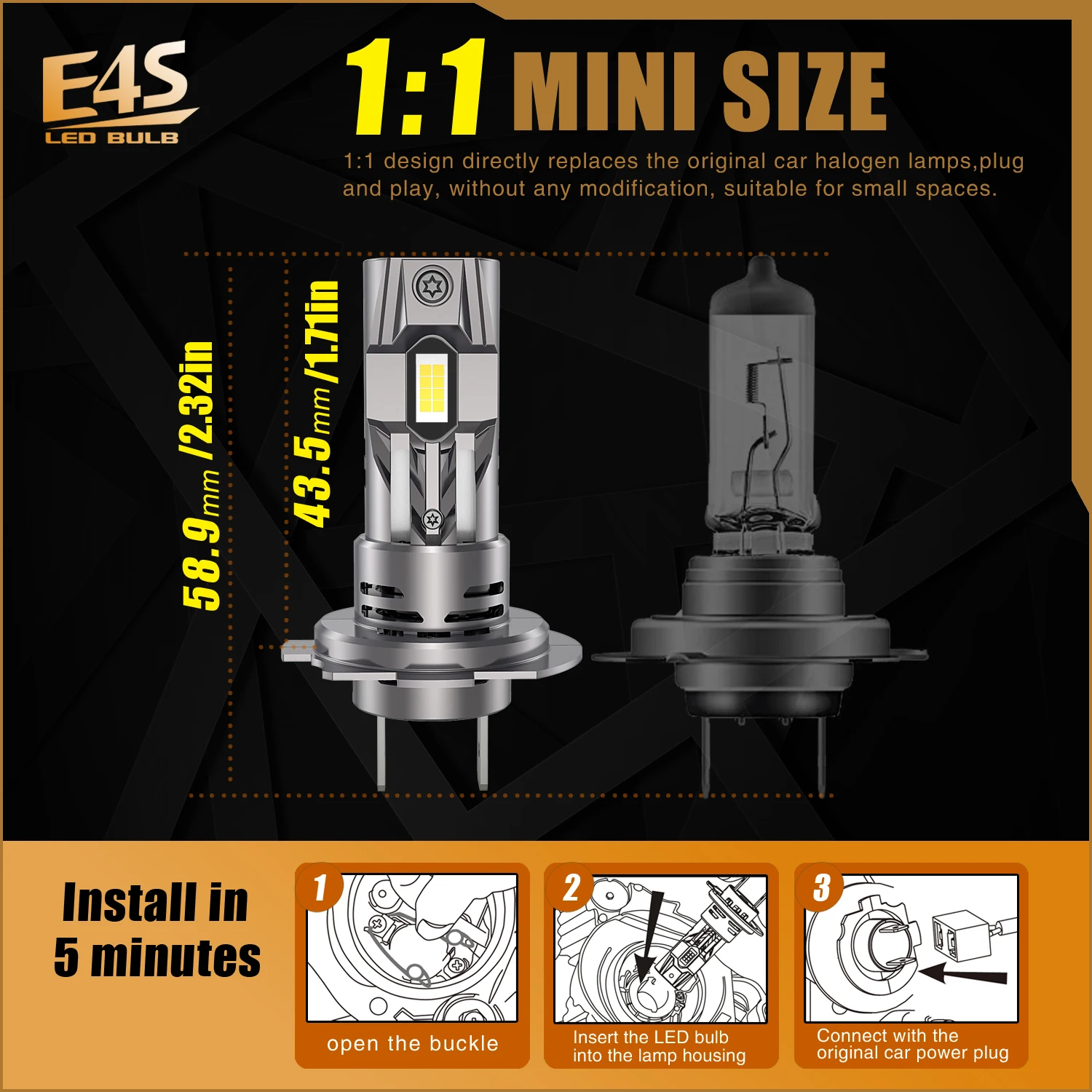 2pcs H7 Led Headlight Light Car Turbo Diode Bulb Powerful PX26d H18 Canbus No Error White Moto Fog Lamp 12V No Adapter Required