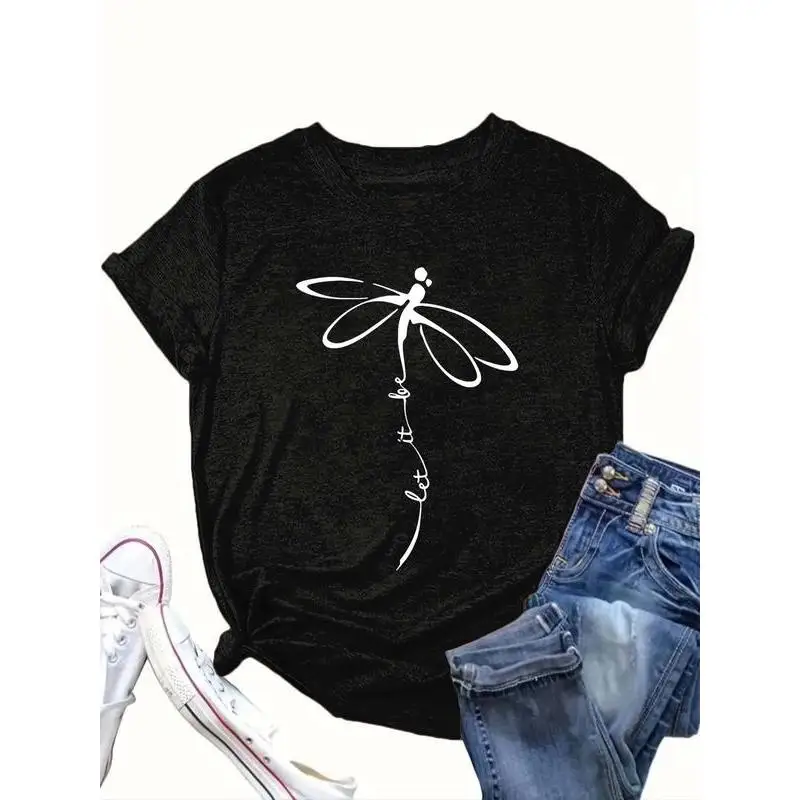

Dragonfly "Let It Be" T-Shirt - Spiritual Insect Graphic Tee, Unisex Inspirational Slogan Shirt for Women & Men