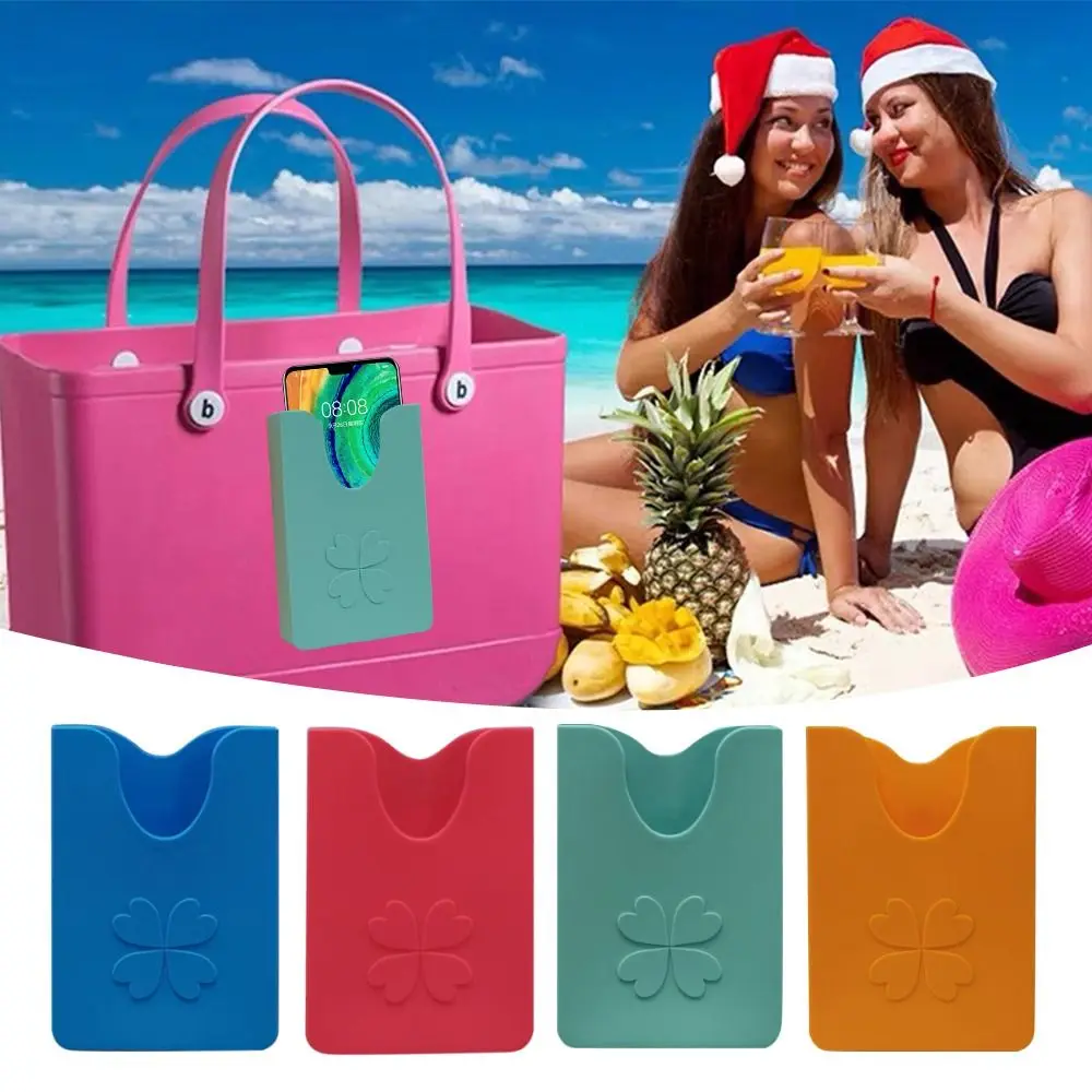 Bolsa de almacenamiento de silicona portátil, soporte suave y reutilizable para teléfono, conector de bolsa de playa para bolsa Bogg, accesorios para bolsa Bogg