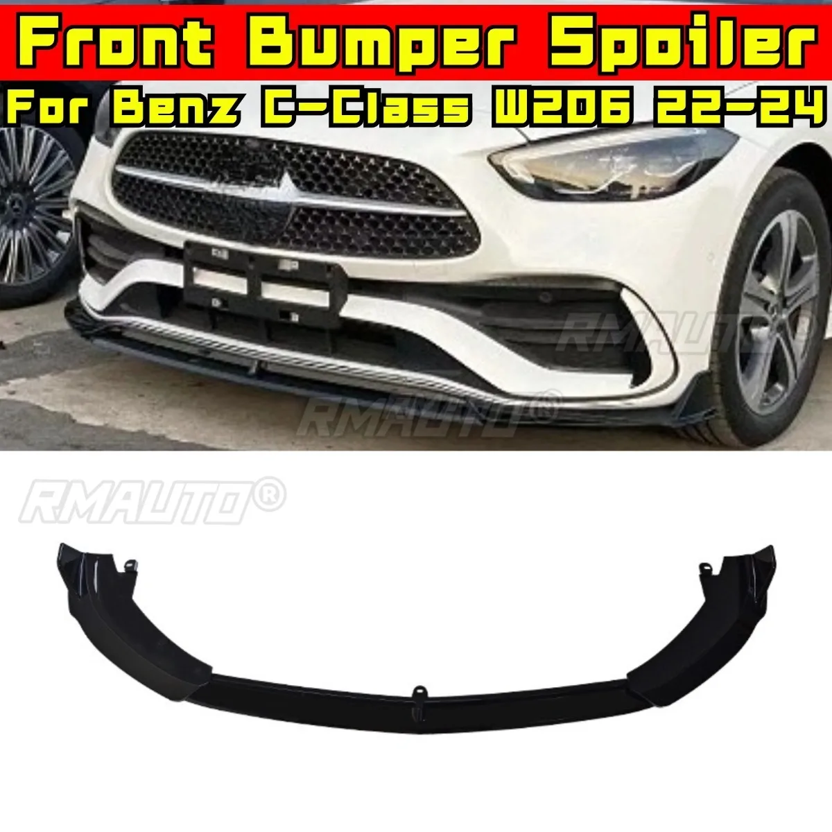 

3PCS Car Front Bumper Spoiler Lip Diffuser Modification Part For Mercedes Benz C-Class W206 2022-2024 Bumper Guard Protector