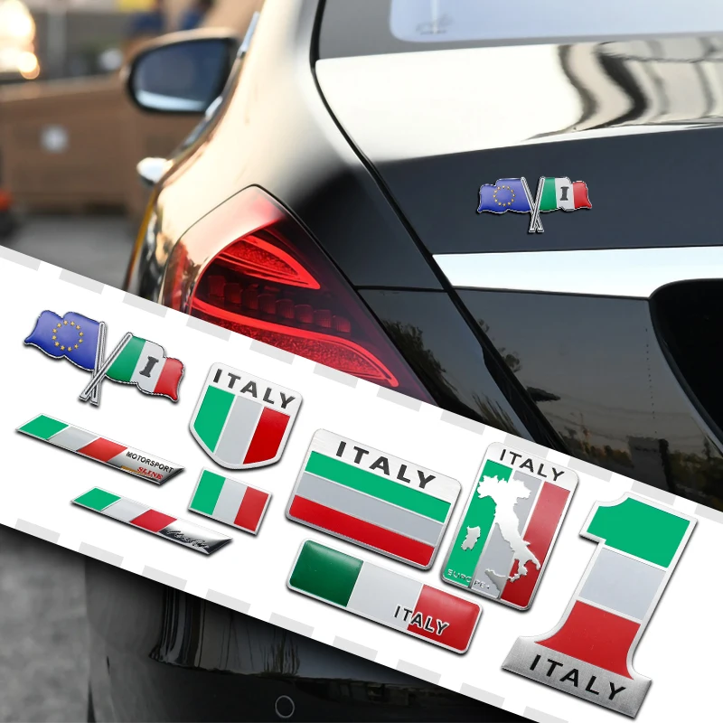 Car Styling 3D Aluminum Italy Flag Badge Emblem Auto Body Decoration Stickers Decal For Alfa Romeo 147 159 Giulietta Giulia Mito