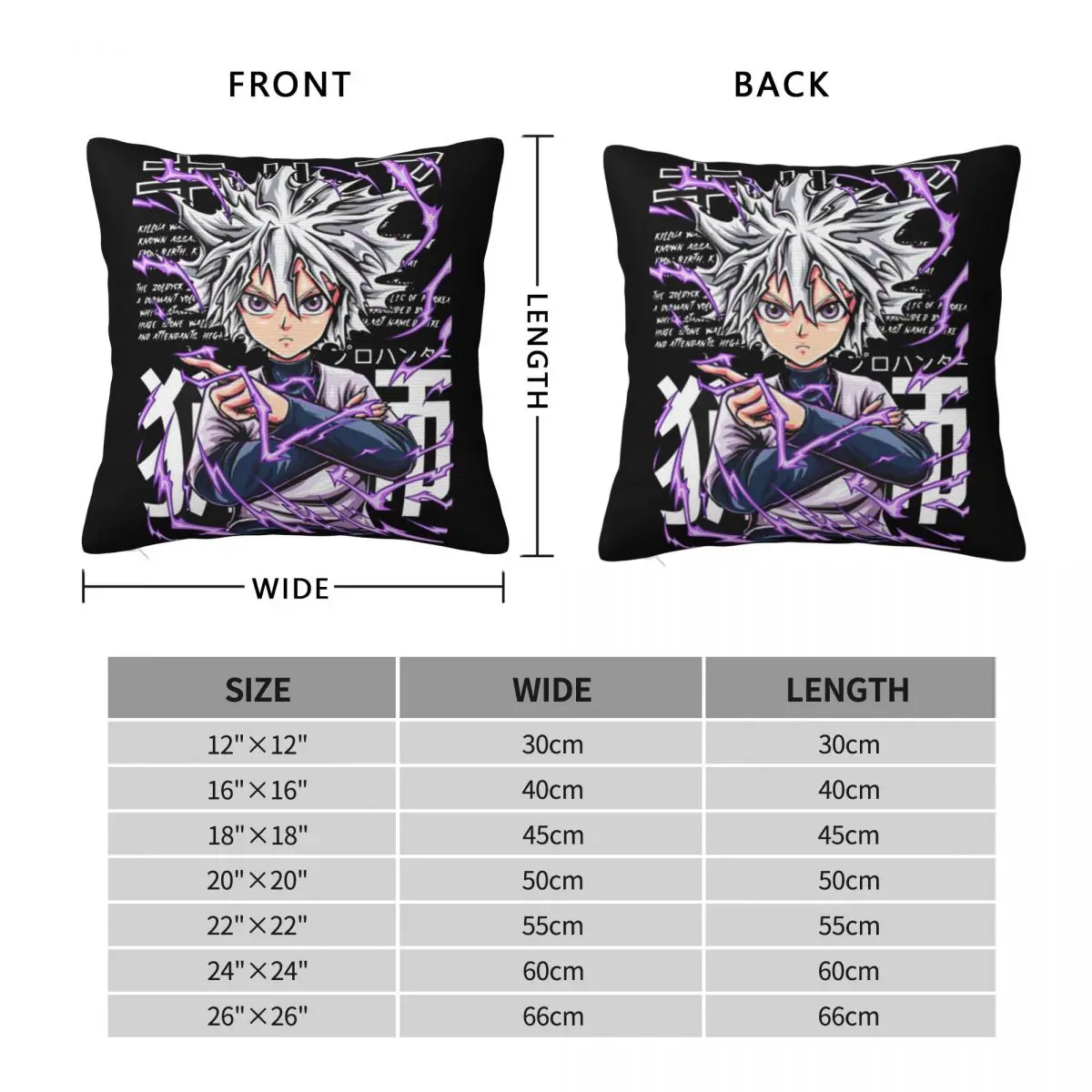 Hunter X Hunter Killua Zoldyck Square Pillowcase Pillow Cover Cushion Decor Comfort Throw Pillow for Home Car