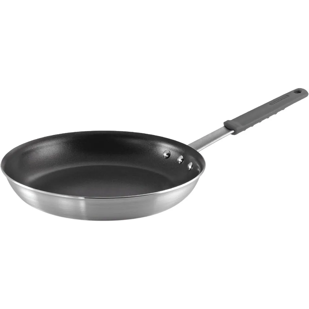 

12-Inch Heavy-Duty Aluminum Large Frying Pan with Durable Nonstick Interior, Gray