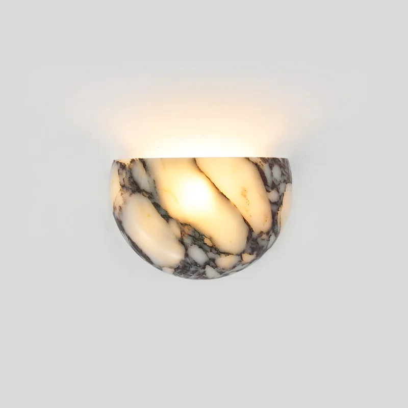 New Arrival Modern Marble Wall Sconce Semicircle Upward Light Luxury Stone Half Sphere LED Wall Lamp Living Room Bedroom Decor