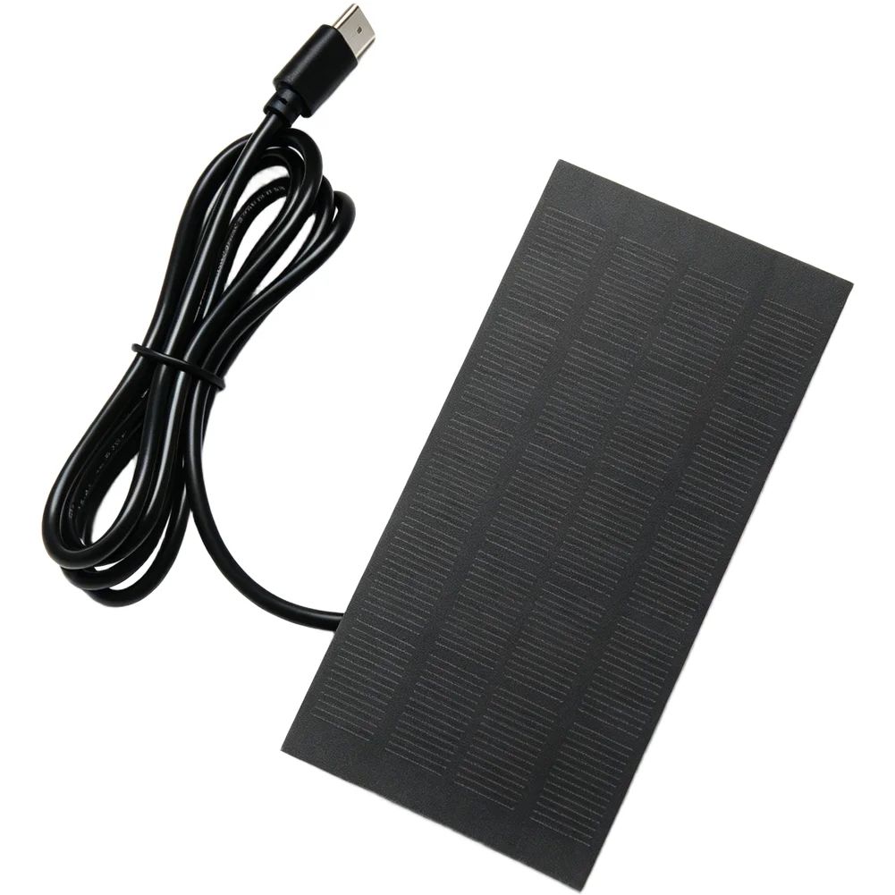 Portable 2W 5V Solar Charger Panel 120x60mm Monocrystalline Silicon with Type C Port for Mobile Phones Lights Fans