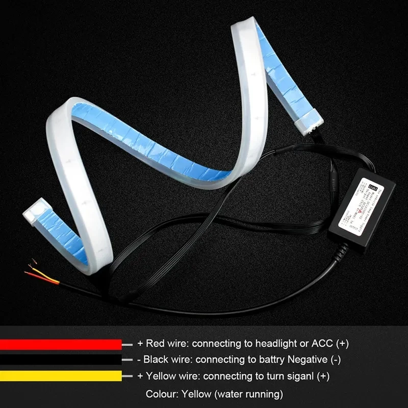 DRL Car Flexible LED Daytime Running Lights Turn Signal Lamp Headlight Waterproof 30cm 45cm 60cm White Yellow Red 12V