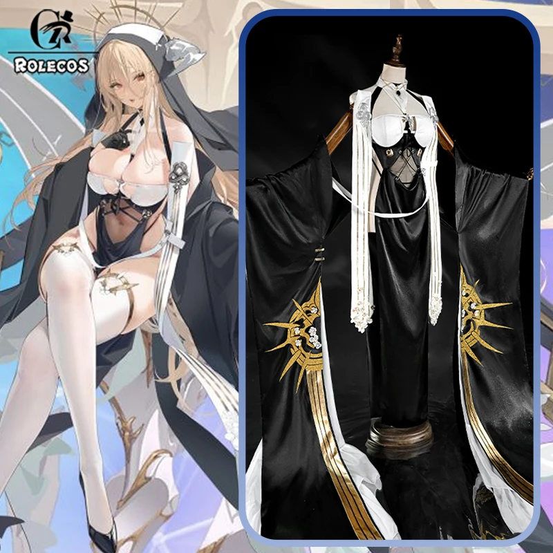 ROLECOS Game Azur Lane HMS Implacable Cosplay Costume Sexy Nun Uniform Women Halloween Party Role Play Wig Dress Outfit view 2