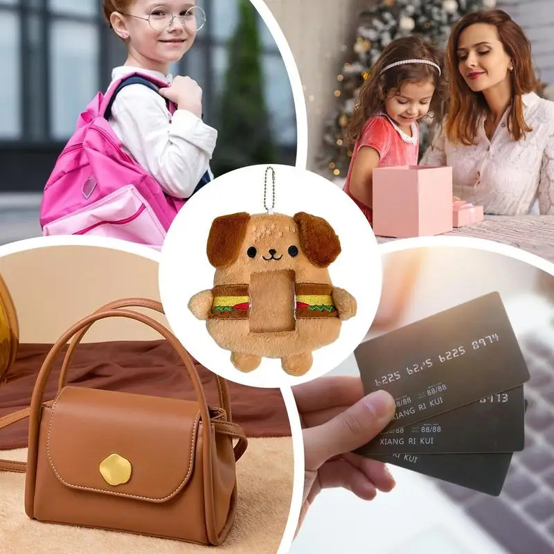 Защитный чехол для фотокарты с мультяшными животными, защитный плюшевый рукав для фото-карты с принтом гамбургера, собаки, защитный чехол для карт