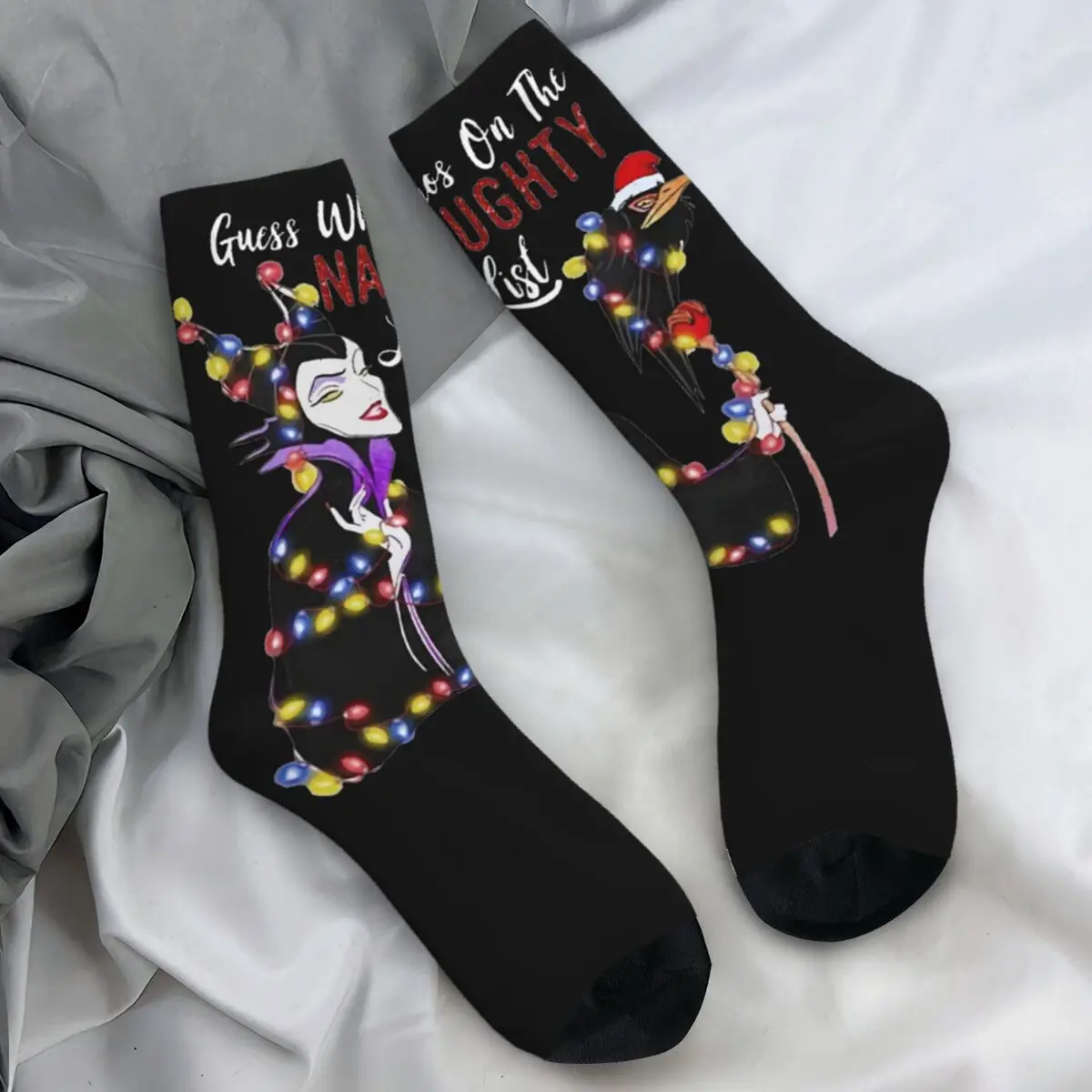 Villains Guess Who On The Naughty List Christmas Stockings Women Men Socks Soft Funny Socks Non Skid Graphic Socks Birthday Gift