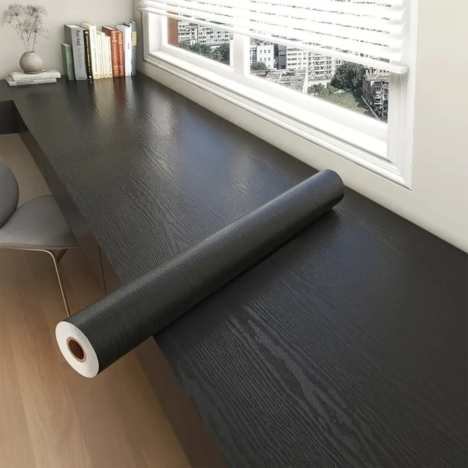 

Черные деревянные обои из ПВХ для двери, шкафа, стола, мебели, водонепроницаемые самоклеящиеся наклейки, пленка для домашнего декора