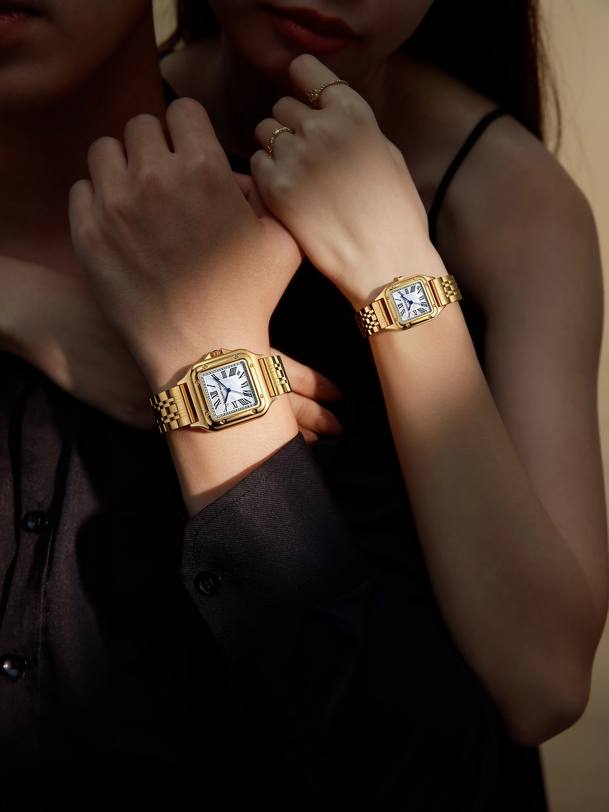 【DAYAND NIGHT】Fashion Couple's Watches: Luxury Stainless Steel Quartz Timepieces for Men and Women.
