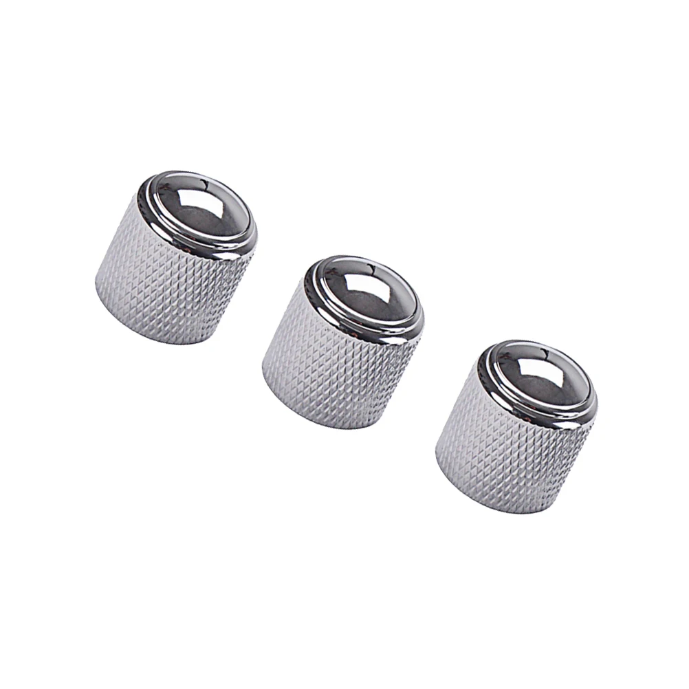

3pcs Aluminum Alloy Electric Bass Guitar Volume Tone Control Knobs Dome Knobs Guitar Parts Accessories GD132 (Silver)