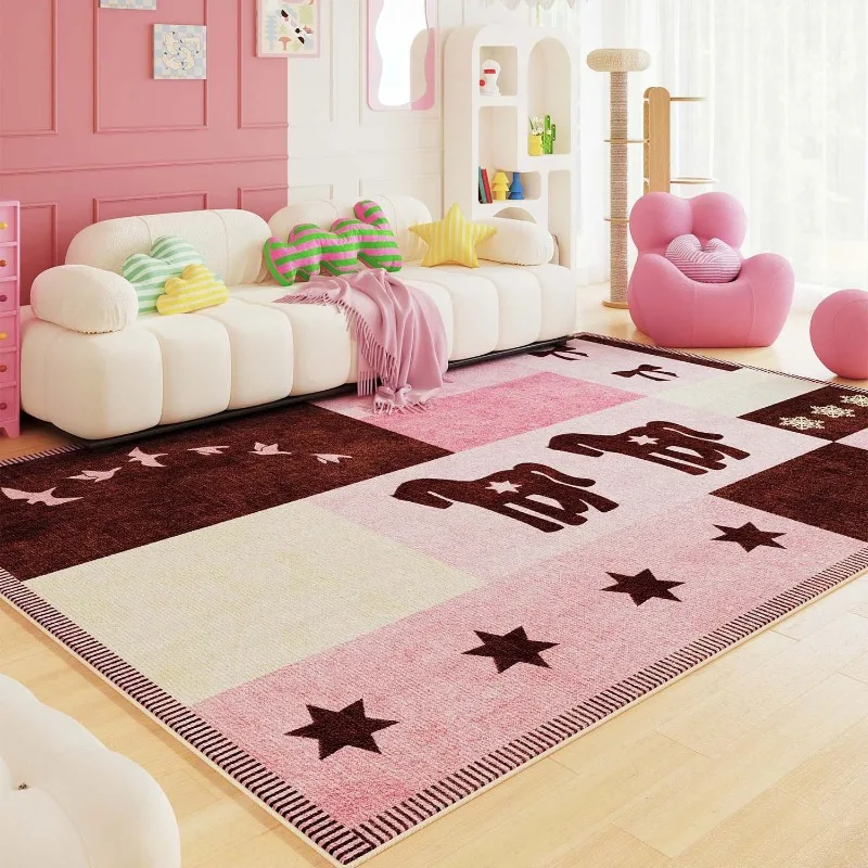 Dopamine Cute Cartoon Living Room Carpet Sofa Coffee Table Non-slip Floor Mat Home Bedroom Bedside Soft Rug Washable Easy Clean