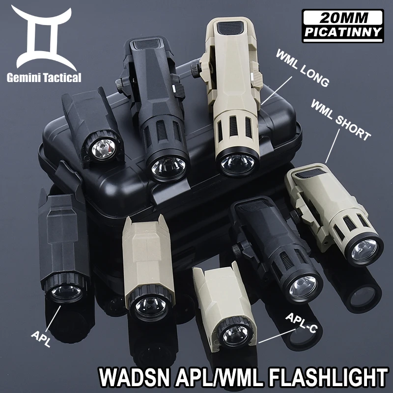 

Tactical Wadsn WML Flashlight Nylon White LED Light APL ScoutLight Outdoor Hunting APL-C Spotlight Constant Strobe Fit 20MM Rail