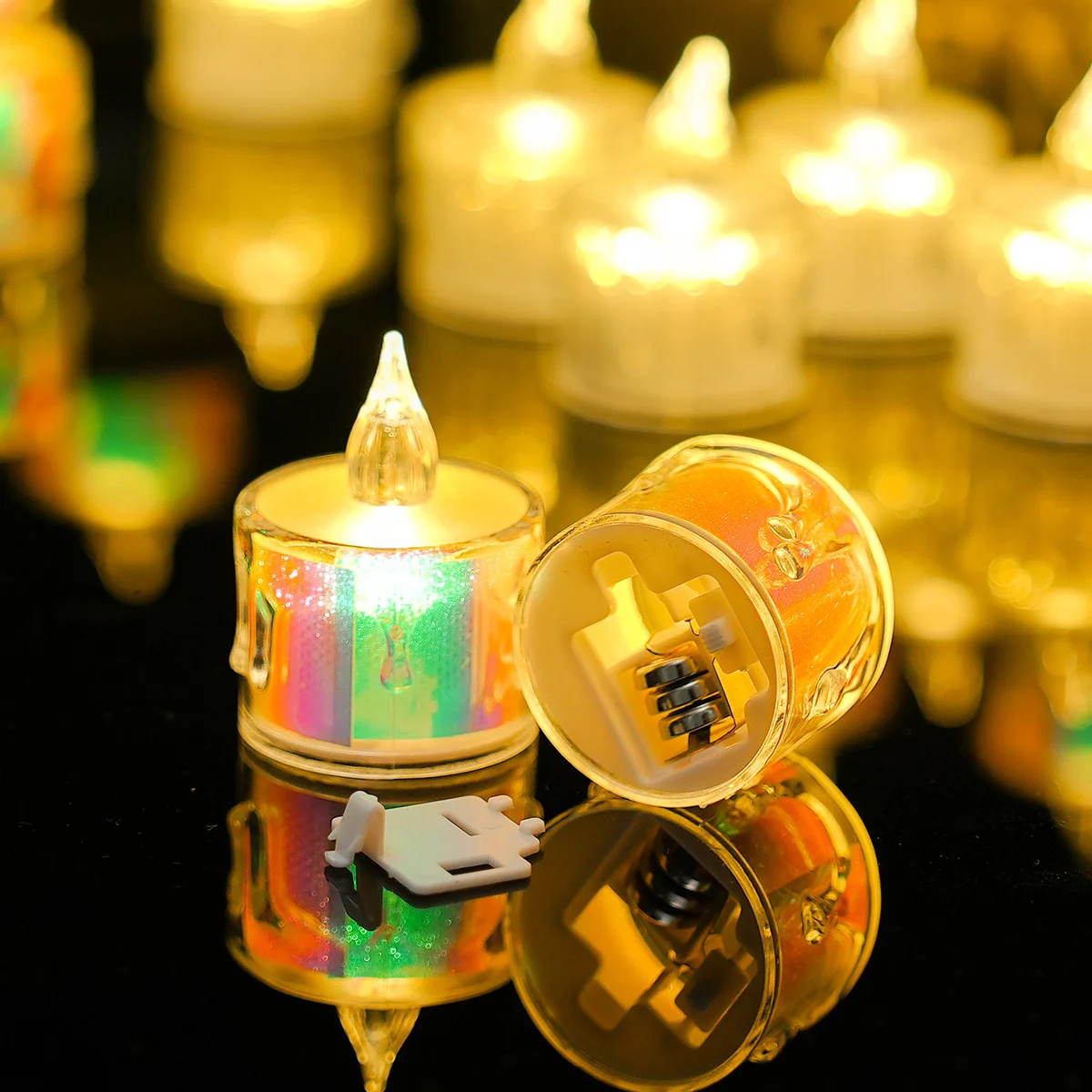 12/24/48 шт. светодиодные свечи, беспламенное акриловое стекло, мерцающая батарея, поддельная чайная свеча для свадебной вечеринки, рождественский домашний декор