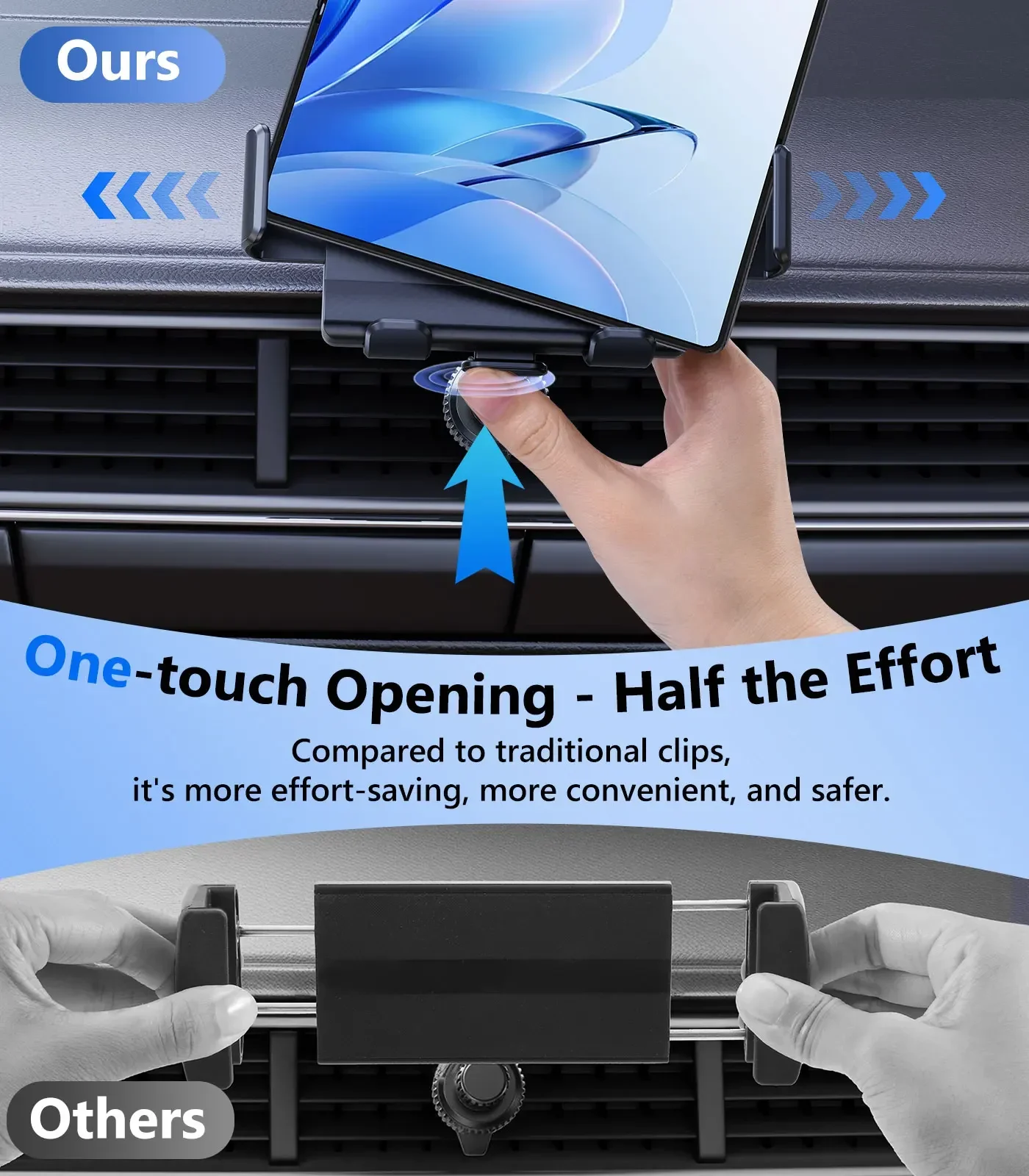 Supporto per telefono per presa d'aria per auto Oatsbasf 360 ° Staffa per auto con rotazione per iPhone 17 16 15 Samsung Z Fold 7 6 5 per dispositivi da 4,7-10,2"