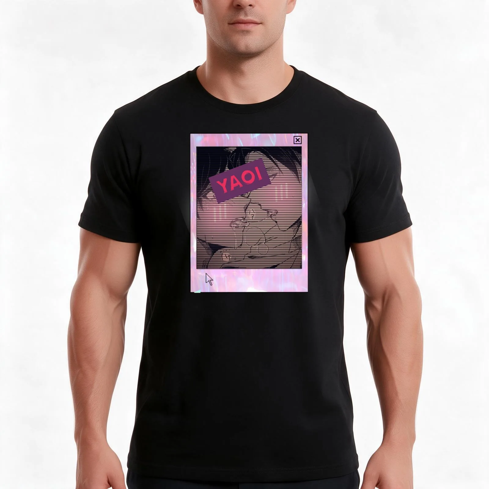 YAOI AHEGAO BOY SLOPPY KISS EDIT T-Shirt Summer Casual Cotton Tee Oversized Streetwear Tops Vintage Graphic Print