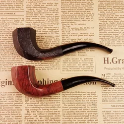 Handmade Shinan Wood Pipe Classical Solid Wood Smokeware Smoking Tobacco Pipe Black Red