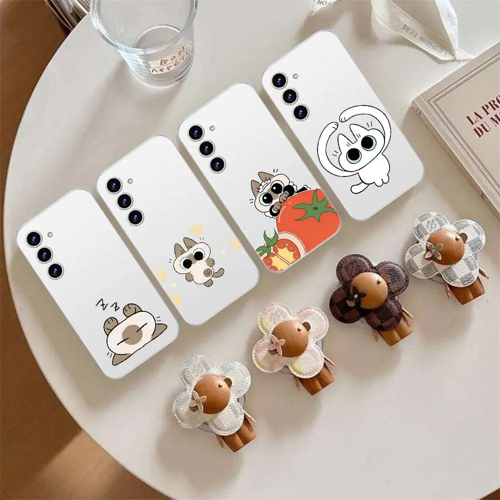 A-Azuki Cat Phone Case For Samsung Galaxy S21 S22 S23 S24 S25ULTRA FE Ultra Plus5G A52S Transparent Cover