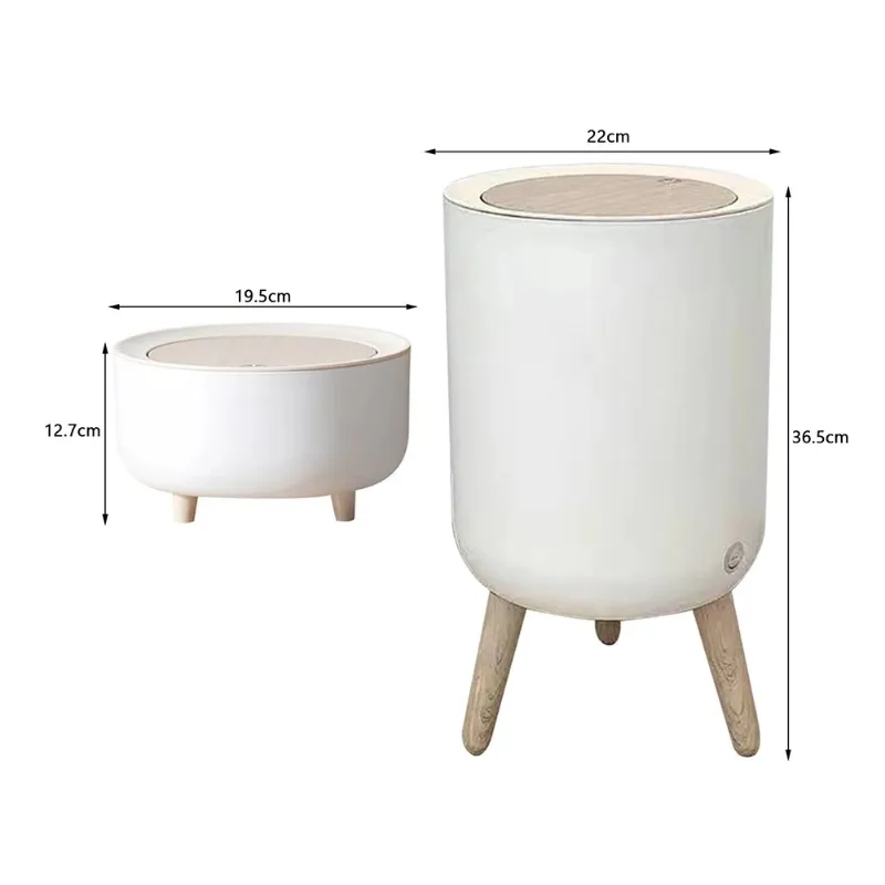 Simple High-Leg Trash Can Press-Type Lid Multipurpose Large Capacity for Kitchen Home Bedroom Bathroom Trash Can Garbage Dustbin