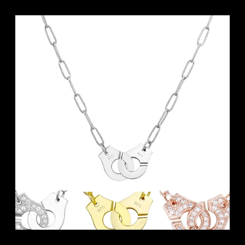 

Дизайнерское ожерелье с наручниками Складная цепочка на ключицу не выцветает Простое и изысканное ожерелье