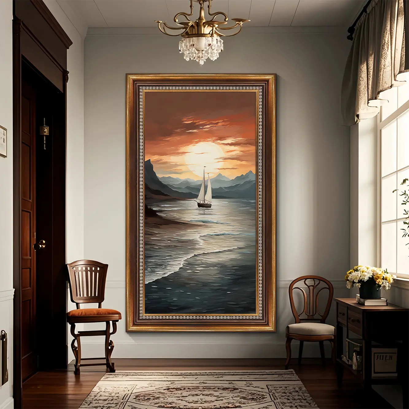 Smooth Sailing Entrance American Decorative Paintings Entrance Corridors Hanging Paintings Grand French Retro Art Mural Lights